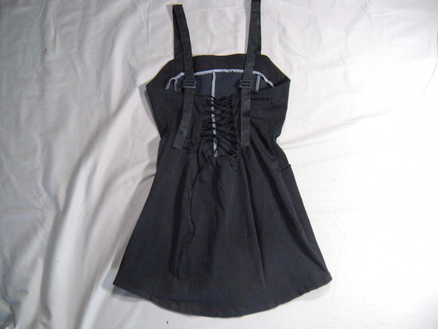 straight neckline apron dress